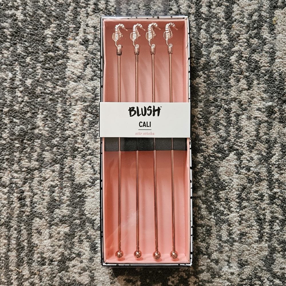 Blush Pink Seahorse Stir Sticks - NIB